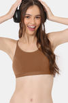 Rosaline Double Layered Non Wired Full Coverage Bralette - Argan Oil — thumbnail 1